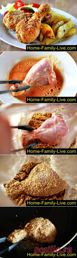 Хрустящие куриные ножки - пошаговый фоторецепт - ножки в ореховой панировкеКулинарные рецепты