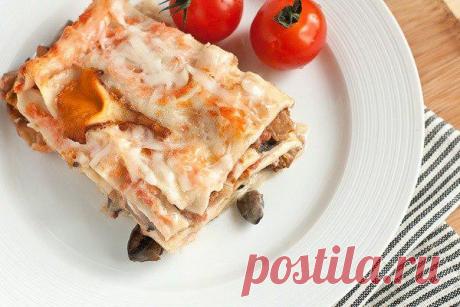 Лазанья с грибами.