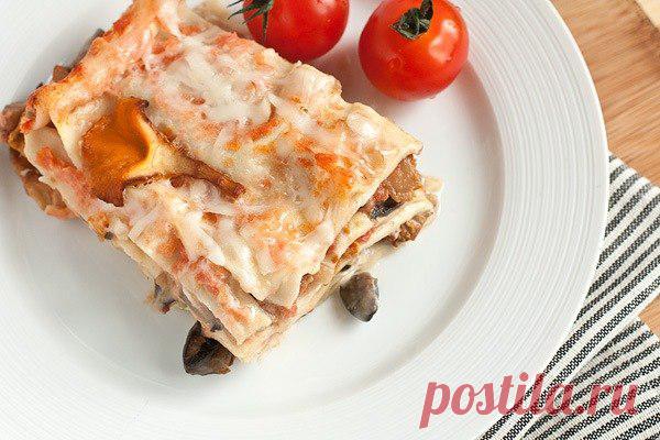 Лазанья с грибами.