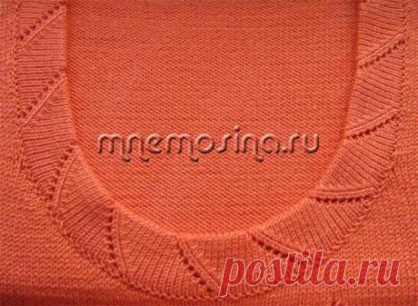 Урок вязания на вязальной машине. Обработка горловины планкой с ажурными дорожками.