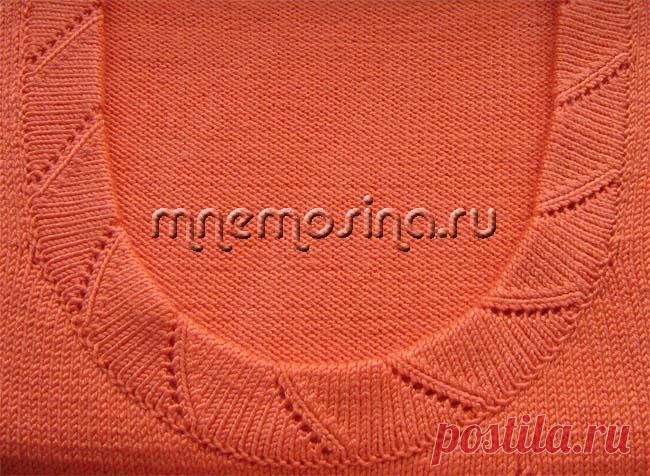 Урок вязания на вязальной машине. Обработка горловины планкой с ажурными дорожками.