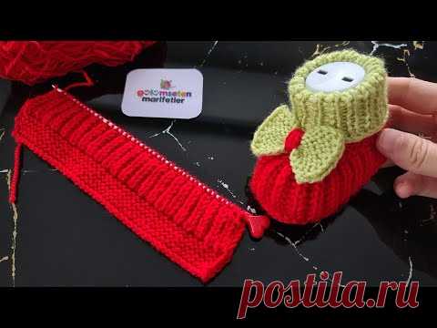 Вязание детских пинеток на 2 спицах / Вязание детской обуви