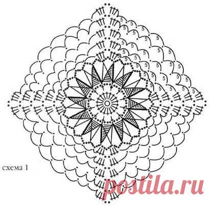 Темно-зеленая шаль из мотивов - Шали, палантины, накидки