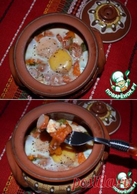 Запечённые яйца в горшочках