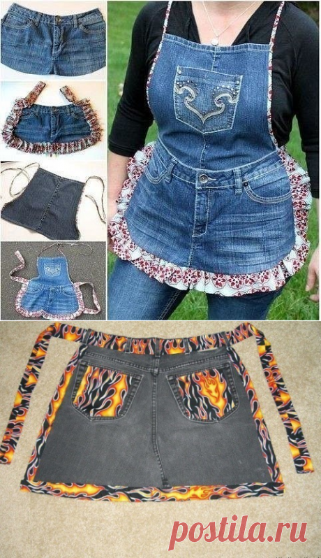 Фартуки из старых джинсов