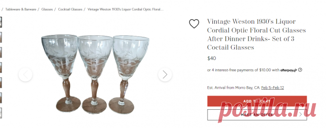 Vintage Weston 1930's Liquor Cordial Optic Floral Cut Glasses After Dinner Drinks- Set of 3 Coctail Glasses | Chairish