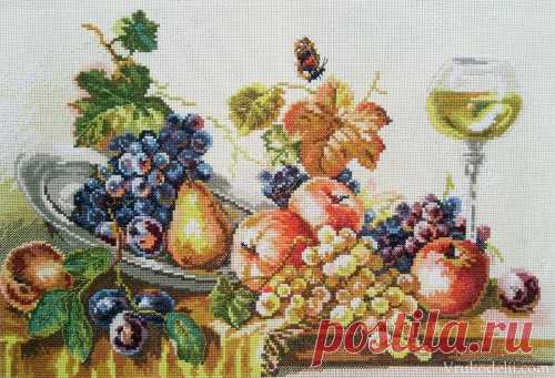 ВЫШИВАЙКА. Осенний натюрморт Вышивка двумя видами стежков 