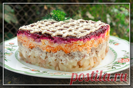 Салат Генерал Салат Генерал или его еще называют «Мой генерал» — слоеный сытный салат, который достойно украсит праздничный стол. Приготовление напоминает приготовление селедки под шубой, но вкус получается абсолют…