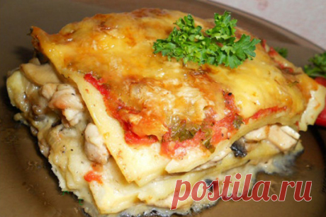 Лазанья с курицей и грибами — Домашний уют