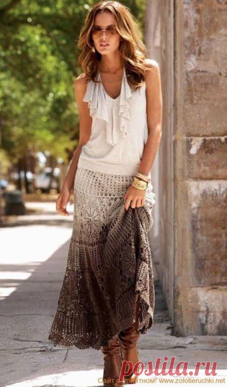 Длинная юбка крючком