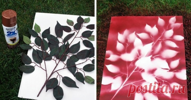 Простая ветка может помочь создать очень красивую картину с помощью баллончика краски