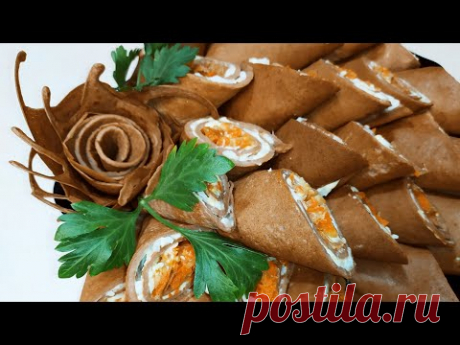 Эта ЗАКУСКА УКРАСИТ любой ПРАЗДНИЧНЫЙ СТОЛ! Вкусные РУЛЕТИКИ с начинкой.