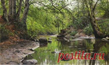 Монстед Педер (1859-1941) - &quot;Лесной ручей&quot; 1905г - Купить антиквариат, продажа старинного антиквариата – антикварная галерея «Кентавр»