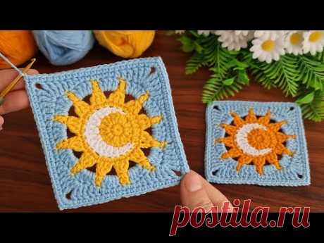 Crochet "Sun and Moon" Granny Square I Tutorial.☀️ 🌙🌞 Super Easy Crochet