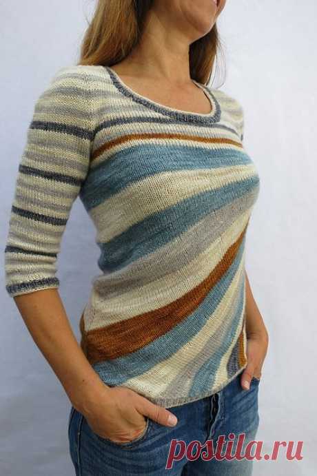 вязание женского пуловера с наклонными полосками crazy stripes tee от atelier alfa