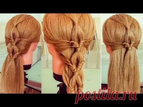 Красивая летняя коса из узелков  Коса без плетения  Hair tutorial