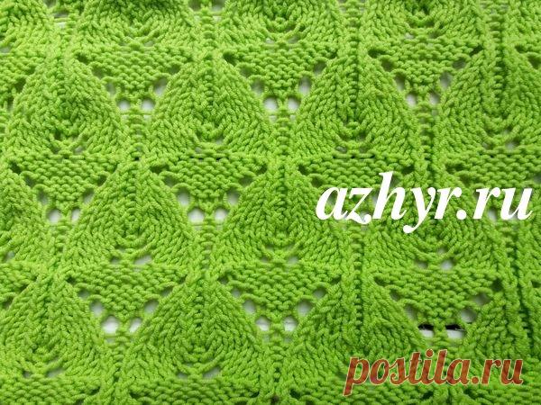 Ажурный узор листья - схема и описание | АЖУР - схемы узоров