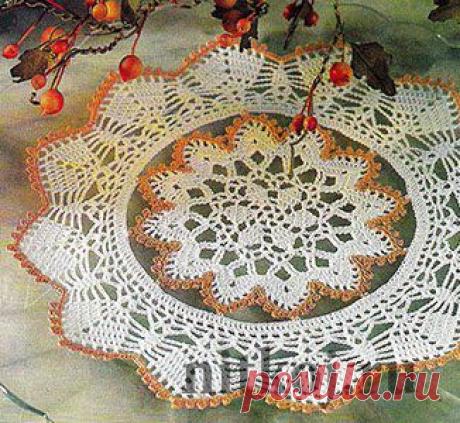 двухцветная салфетка схема » Ниткой - вязаные вещи для вашего дома, вязание крючком, вязание спицами, схемы вязания