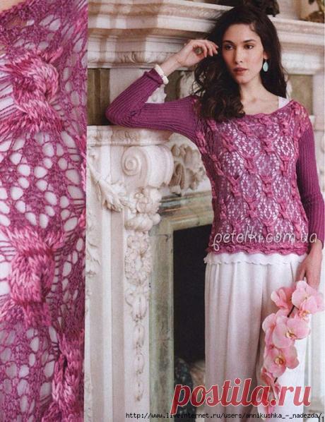 Очень красивый ажурный узор спицами