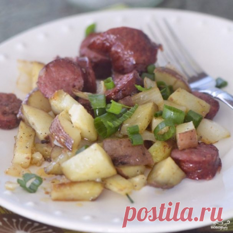 Жареная картошка с охотничьими колбасками - пошаговый рецепт с фото на Повар.ру
