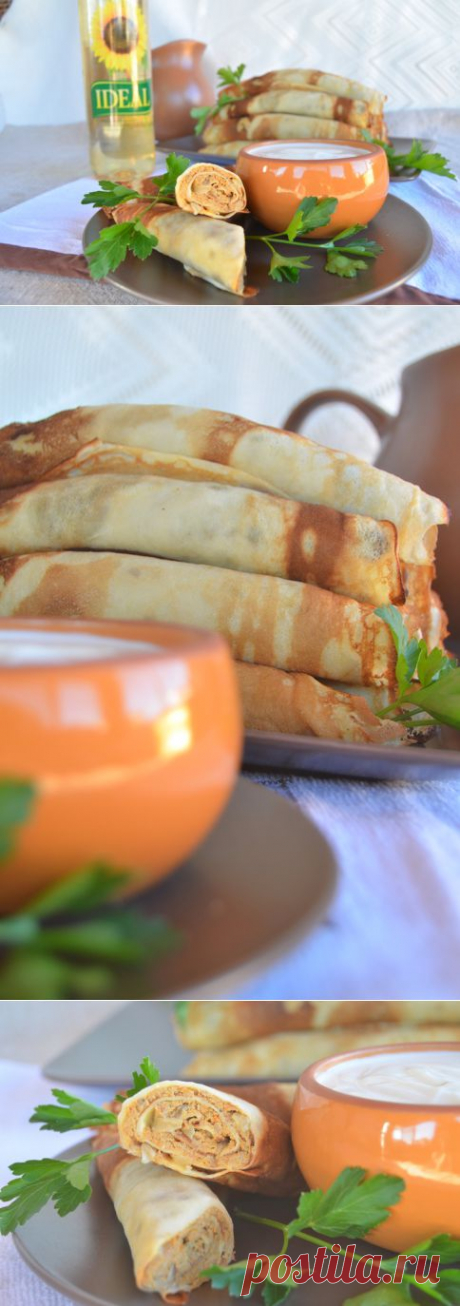 Блинные рулетики с печенью