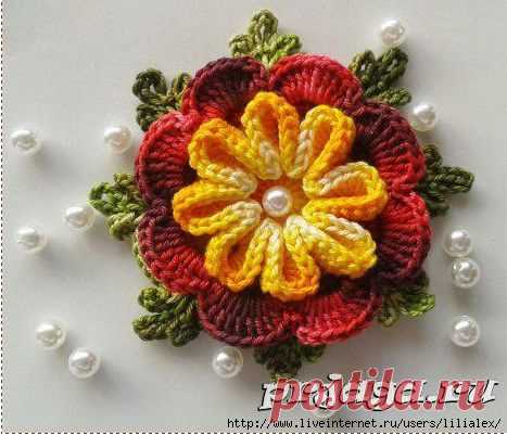 ОБЪЁМНЫЙ ЦВЕТОК КРЮЧКОМ.ВИДЕО-МК