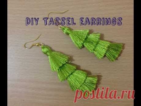 DIY Layered Tassel Earrings II Silk thread layered tassel earrings