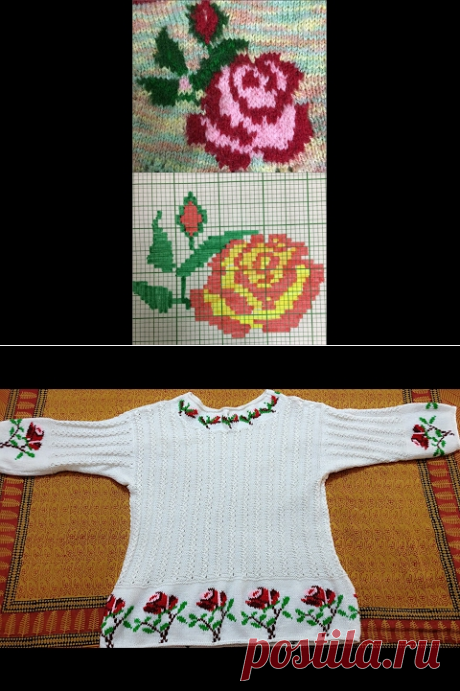 (2) Rose design in baby top with graph in hindi (गुलाब के फूल का डिजाईन बेबी टॉप पर ग्राफ के साथ) - YouTube