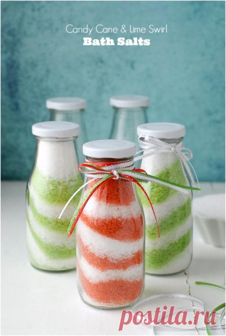 Candy Cane and Lime Swirl Bath Salts may be Great Holiday Gifts