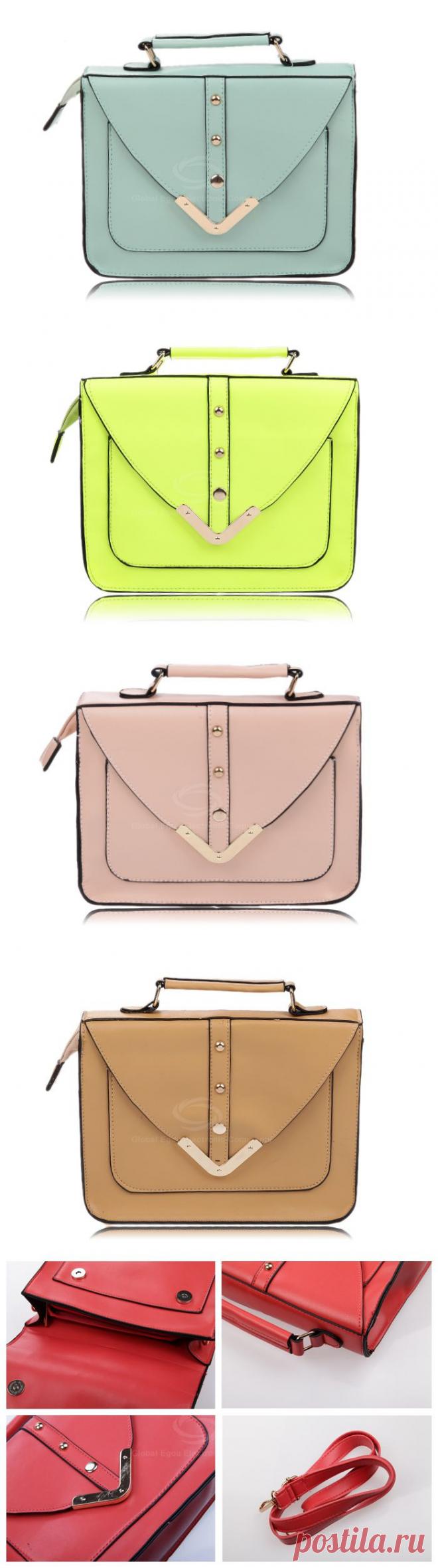 Повседневная женщин сумка с заклепками чистых цветов и конструкция застежки-молнии (RED) | Sammydress.com, 270 руб.