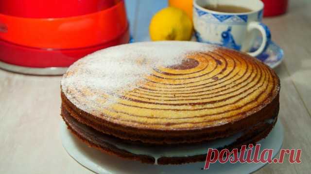 Оригинальный и нежный пирог - манник Зебра рецепт фото пошагово и видео - 1000.menu