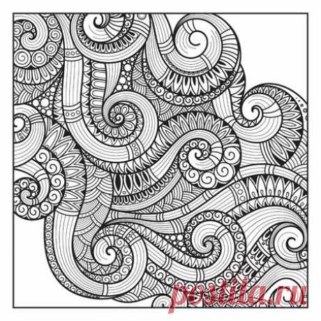Pattern for coloring book. Ethnic, floral, retro, doodle, vector, tribal design element. Black and white background. Doodle vector background. Abstract decorative vector frame. greeting card design 123RF - Миллионы стоковых фото, векторов, видео и музыки для Ваших проектов.