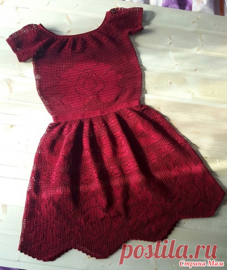 "Lady in Red" филейное платье - Вязание - Страна Мам