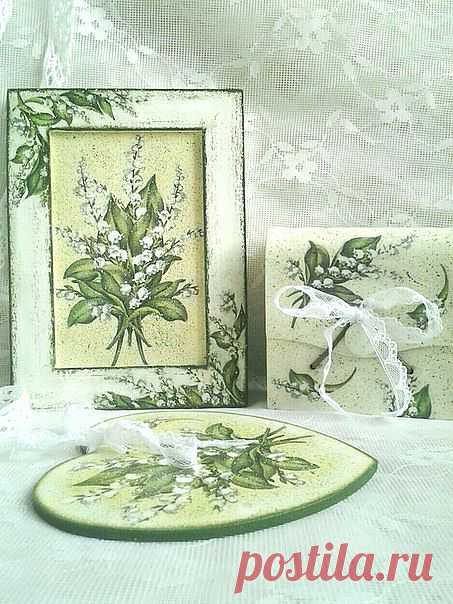 Набор для туалетного столика Нежные ландыши в стиле шебби-шик