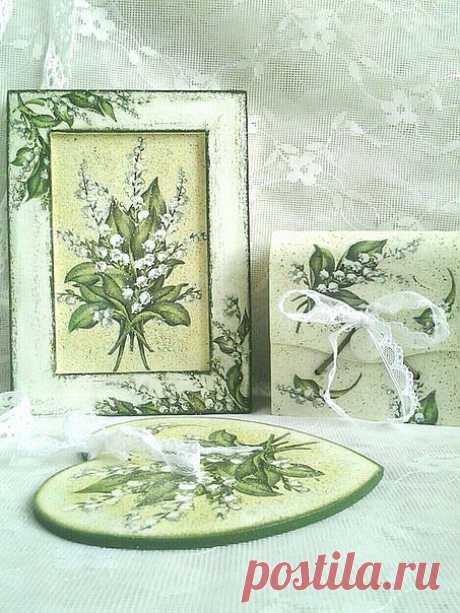 Набор для туалетного столика Нежные ландыши в стиле шебби-шик