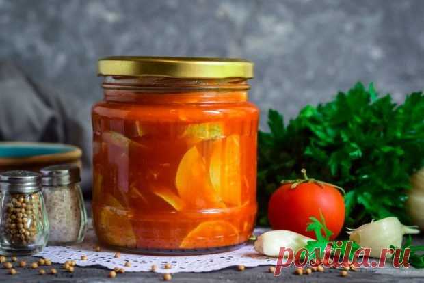 Салат из огурцов в томатной заливке на зиму — Домашняя кулинария