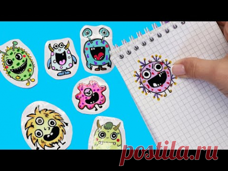 Вирусы-Монстрики НАКЛЕЙКИ ИЗ ПАКЕТА своими руками!