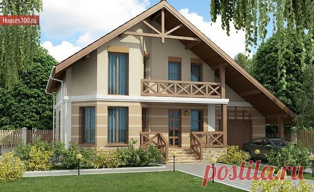 C-169 Проект красивого мансардного дома с гаражом в стиле прованс - Проекты домов и коттеджей в Москве