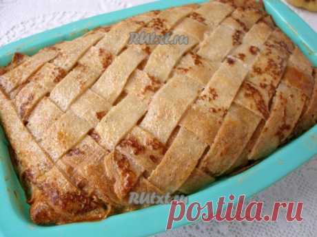 Блинный пирог с грибами и мясом, как альтернатива обычным блинчикам с мясной начинкой.
