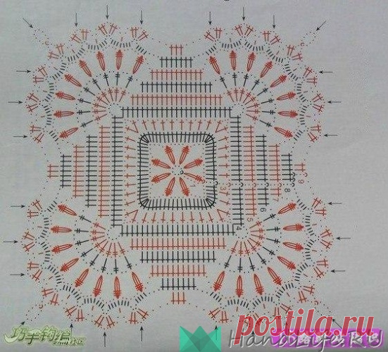 Квадратный мотив крючком / Вязание