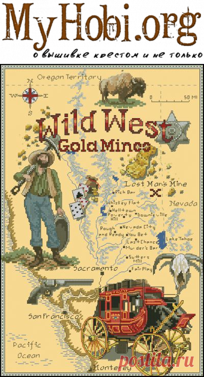 Карта сокровищ - схема для вышивки крестом