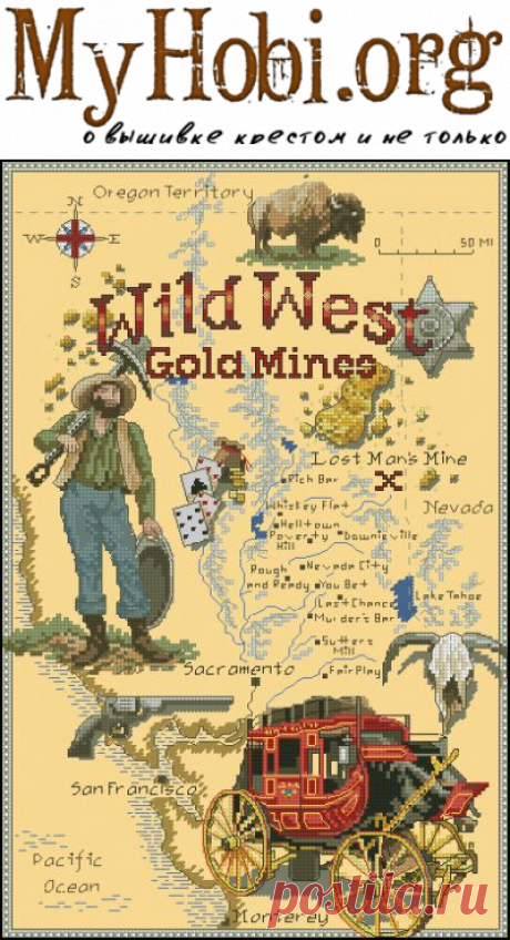 Карта сокровищ - схема для вышивки крестом