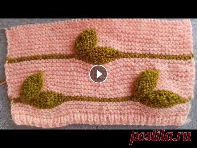 Узор спицами объёмные листики. Узор спицами объёмные листики....