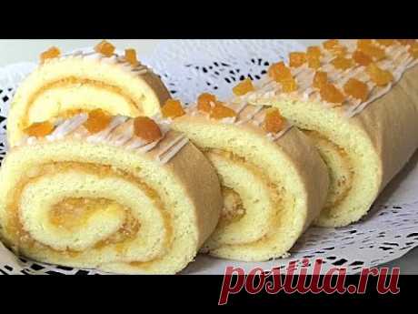 Рулет с лимоном и  курагой. Как правильно приготовить БИСКВИТ ДЛЯ РУЛЕТА. /Lemon roll