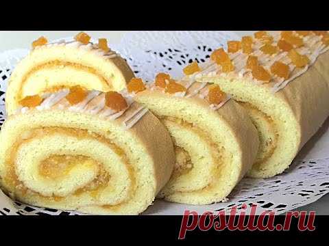 Рулет с лимоном и  курагой. Как правильно приготовить БИСКВИТ ДЛЯ РУЛЕТА. /Lemon roll