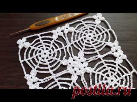 Простой КВАДРАТНЫЙ МОТИВ " Паутина" для пляжной туники крючком  How to Crochet for Beginners