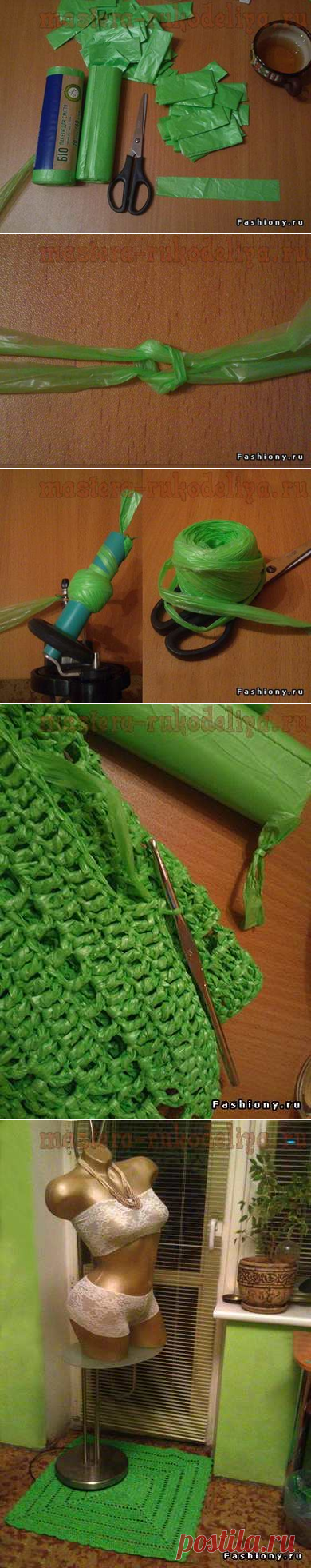 Мастер-класс по вязанию крючком: Коврик из полиэтиленовых пакетов