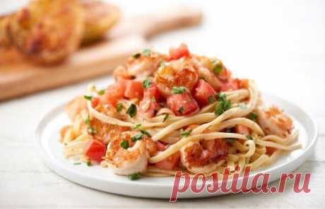 Вкуснейшие макароны с креветками и помидорами - медиаплатформа МирТесен