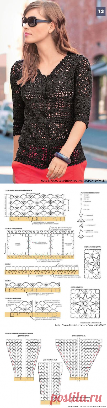 ЧЕРНЫЙ АЖУРНЫЙ ЖАКЕТ С МОТИВАМИ И "ПАУЧКАМИ"
