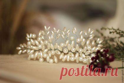 Купить Свадебное украшение в прическу. Свадебная заколка - белый, свадебный гребень, гребень в волосы